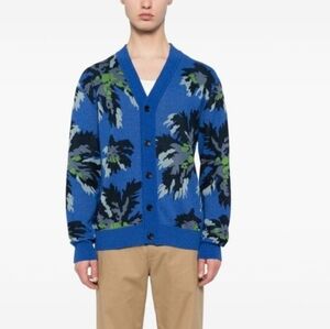 Paul Smith Palmera Jacquard V-neck  all-over Pattern Cardigan Sweater size Large